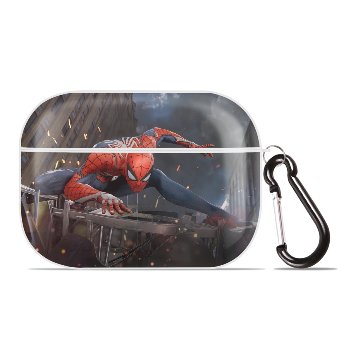 （画像用） Spider Man スパイダーマン 【AirPods Pro用】ハードシェル保護ケース 耐衝撃・防指紋・カラビナ付き商品仕様