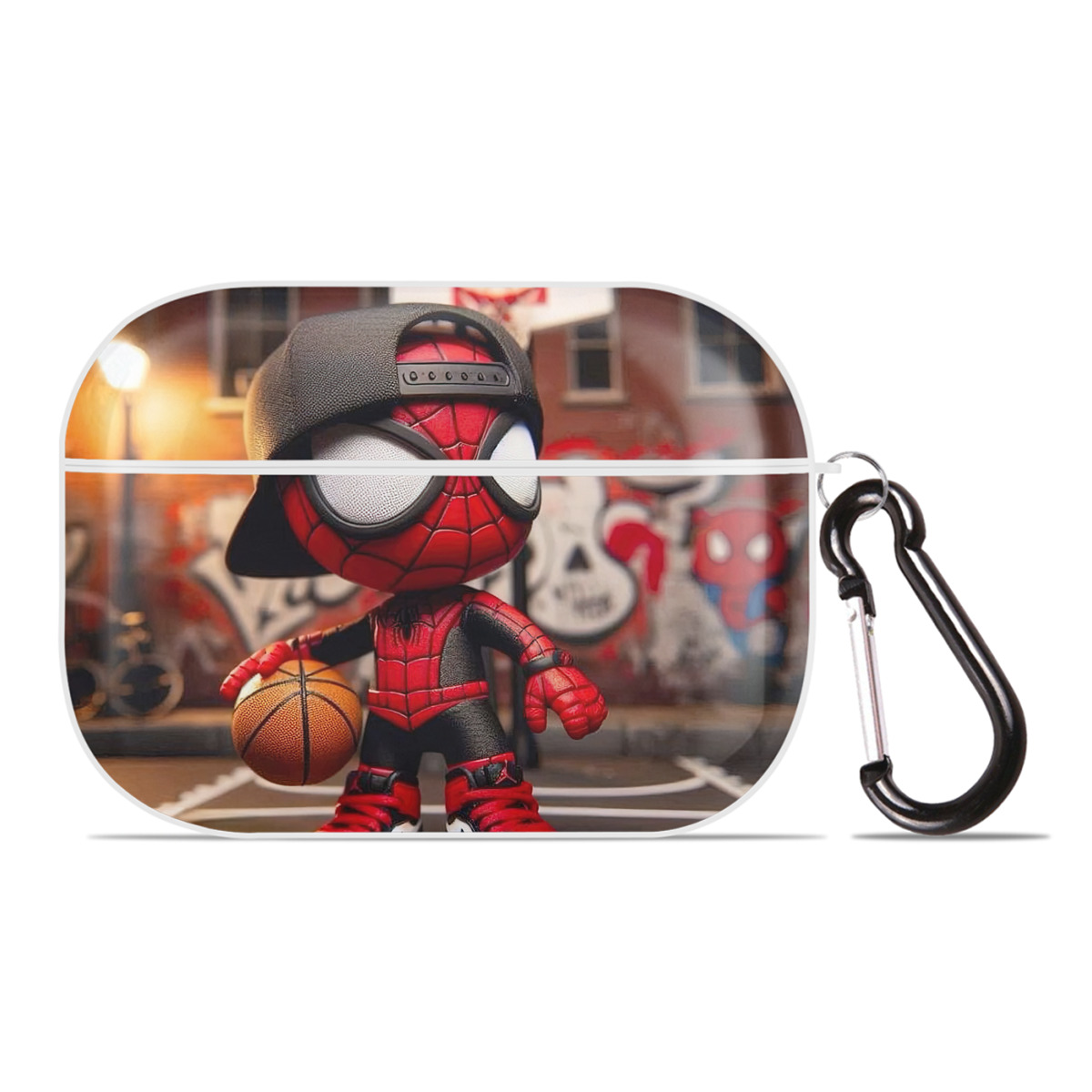 （画像用） Spider Man スパイダーマン 【AirPods Pro用】ハードシェル保護ケース 耐衝撃・防指紋・カラビナ付き商品仕様
