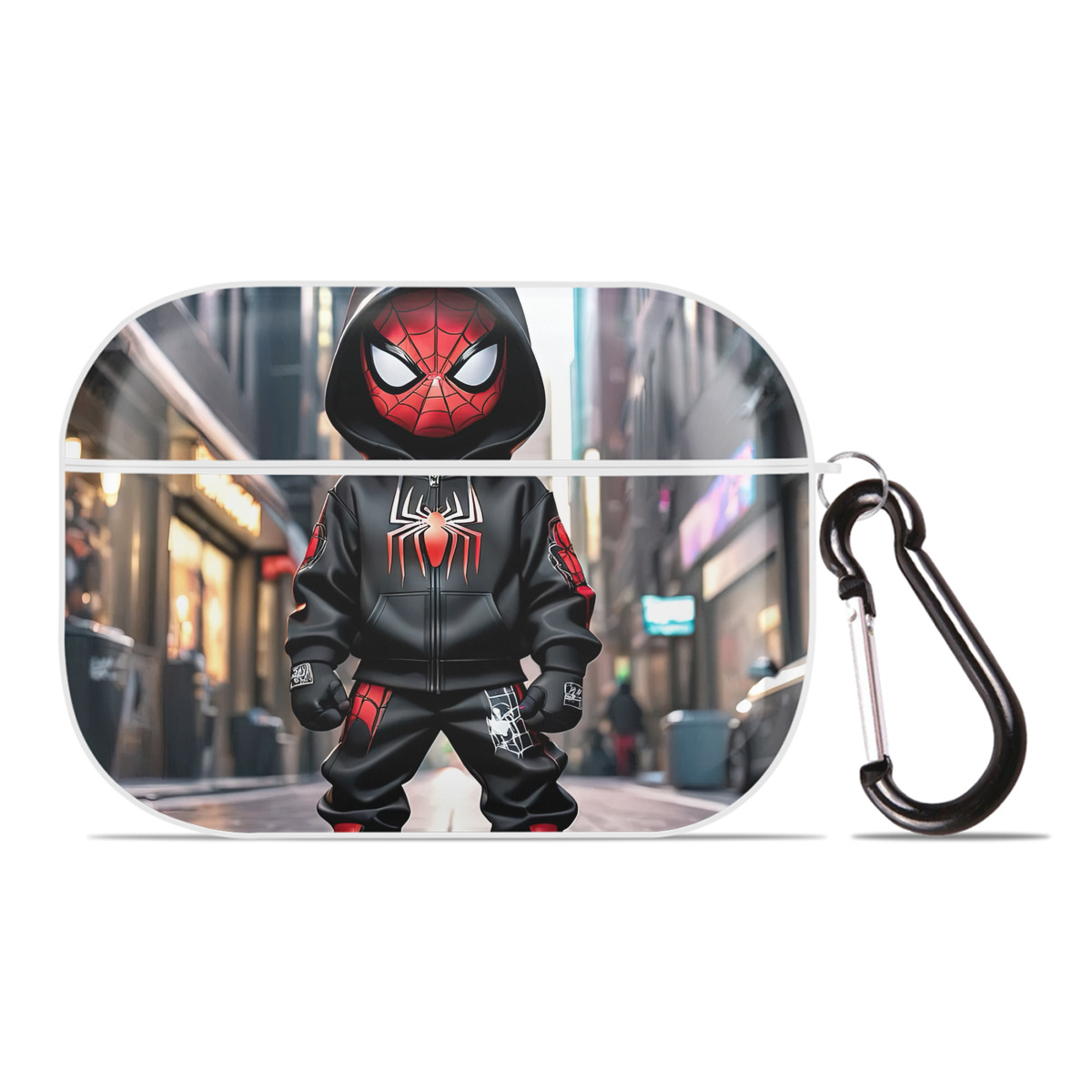 （画像用） Spider Man スパイダーマン 【AirPods Pro用】ハードシェル保護ケース 耐衝撃・防指紋・カラビナ付き商品仕様