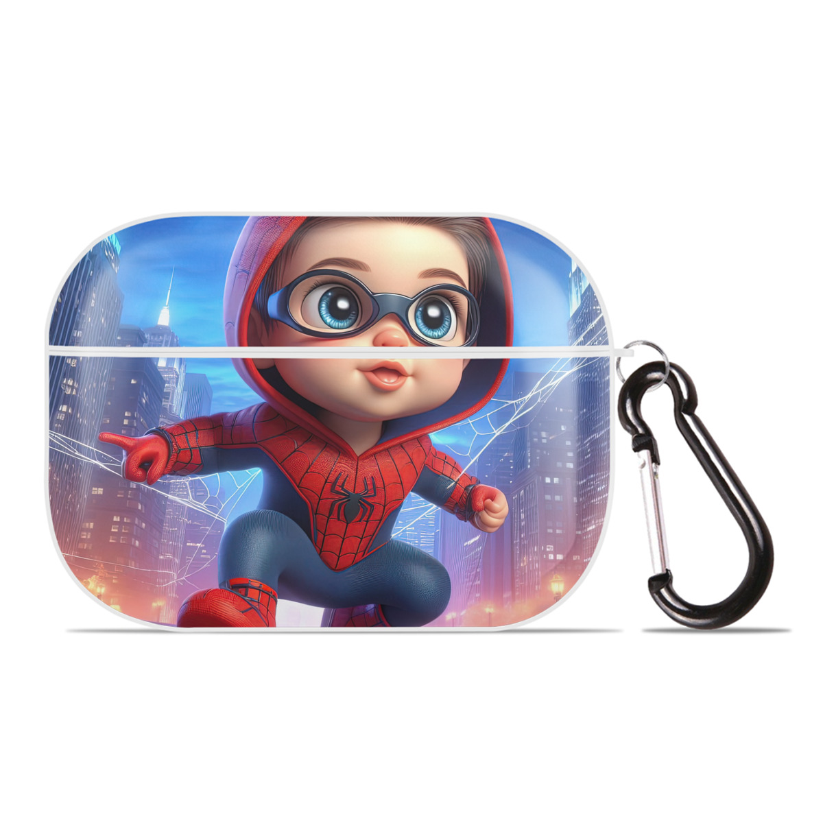 （画像用） Spider Man スパイダーマン 【AirPods Pro用】ハードシェル保護ケース 耐衝撃・防指紋・カラビナ付き商品仕様