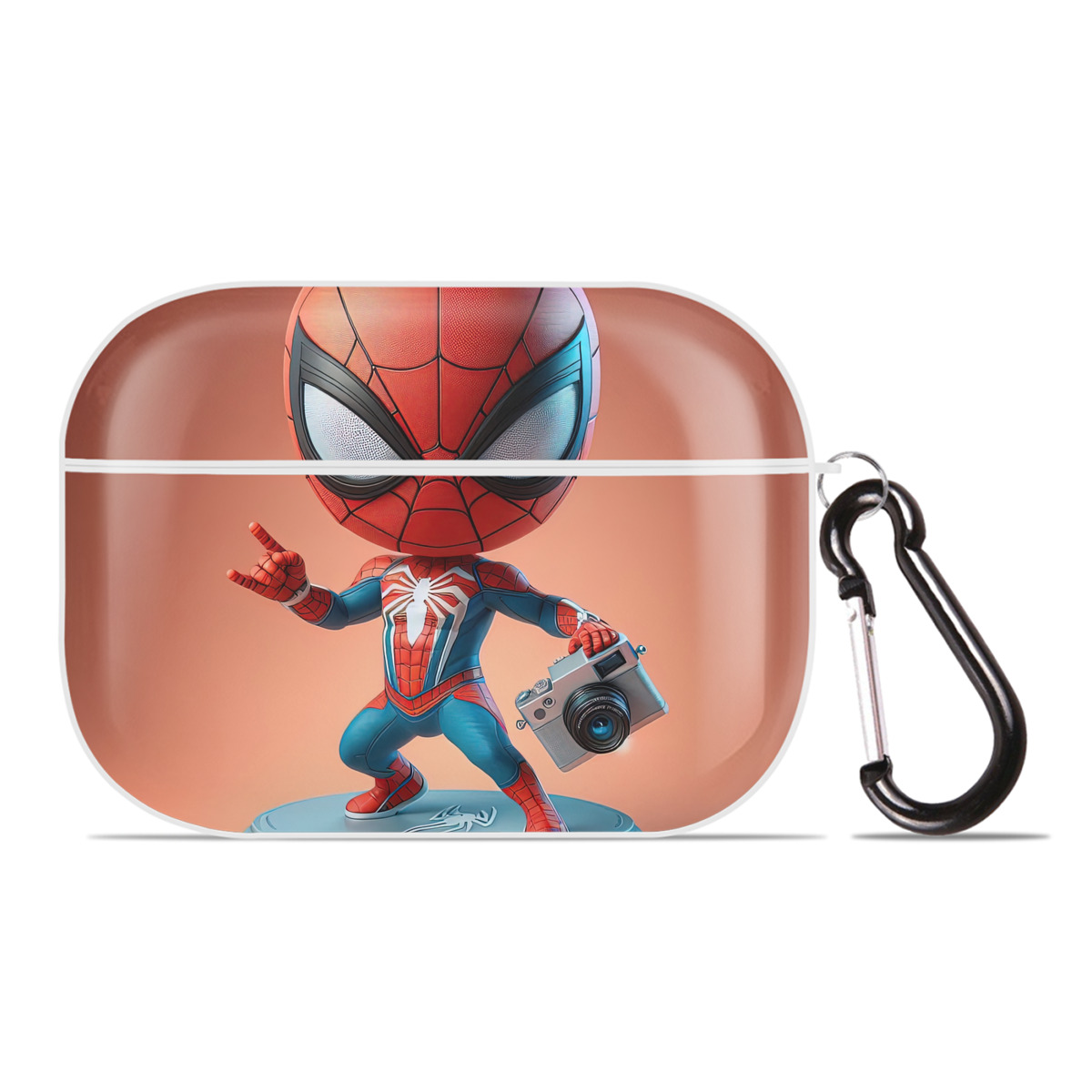 （画像用） Spider Man スパイダーマン 【AirPods Pro用】ハードシェル保護ケース 耐衝撃・防指紋・カラビナ付き商品仕様