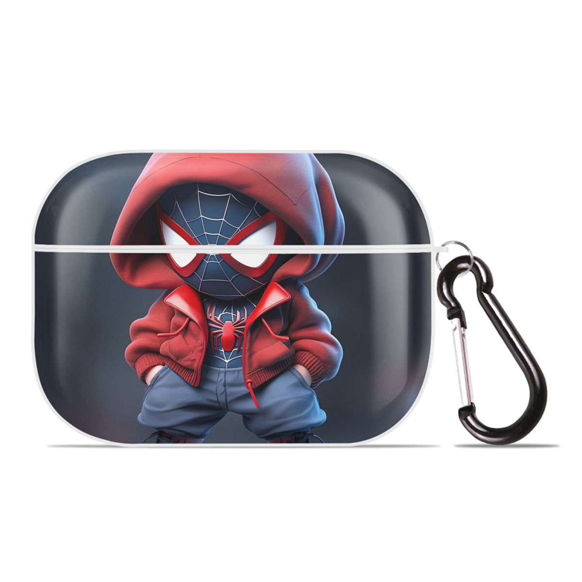 （画像用） Spider Man スパイダーマン 【AirPods Pro用】ハードシェル保護ケース 耐衝撃・防指紋・カラビナ付き商品仕様