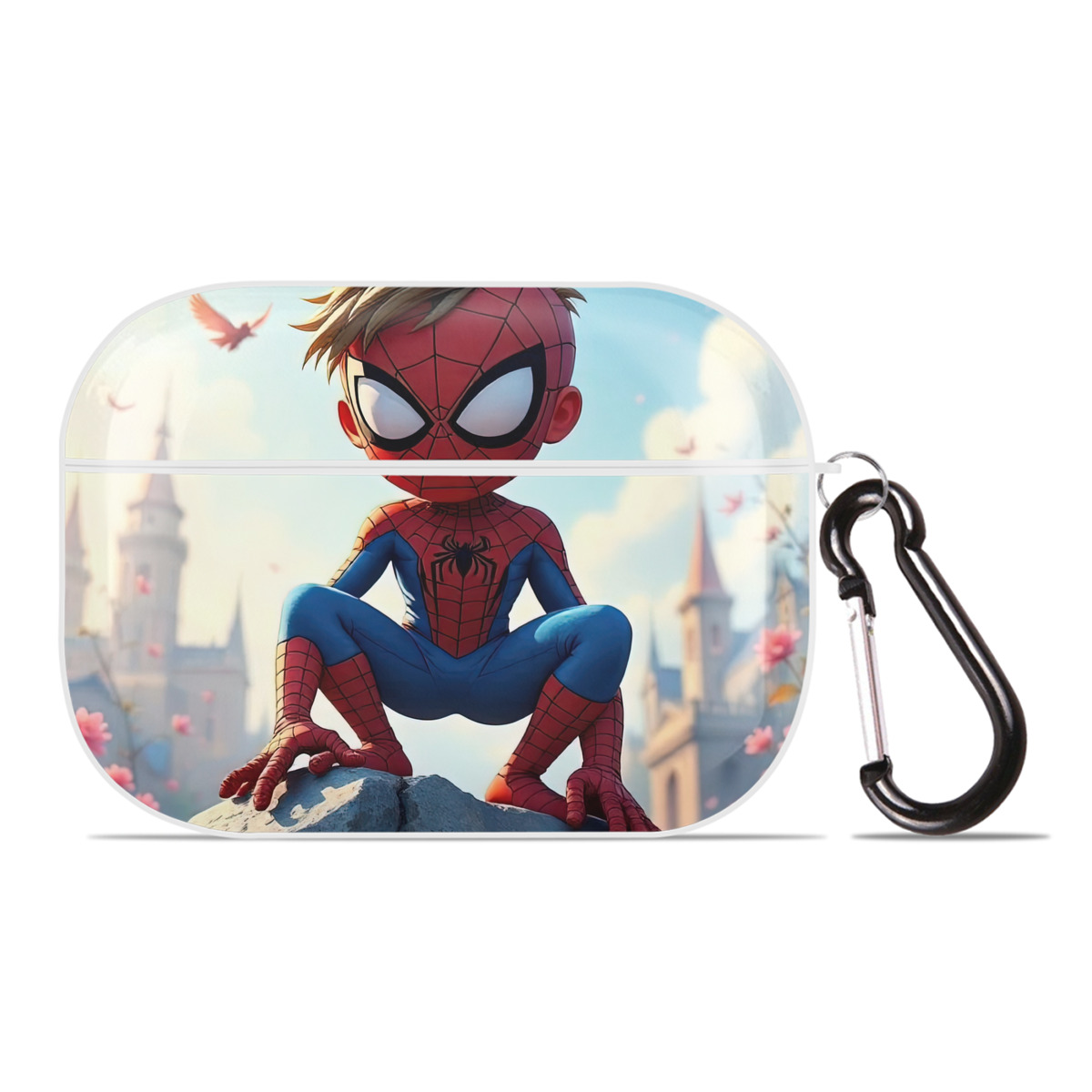 （画像用） Spider Man スパイダーマン 【AirPods Pro用】ハードシェル保護ケース 耐衝撃・防指紋・カラビナ付き商品仕様