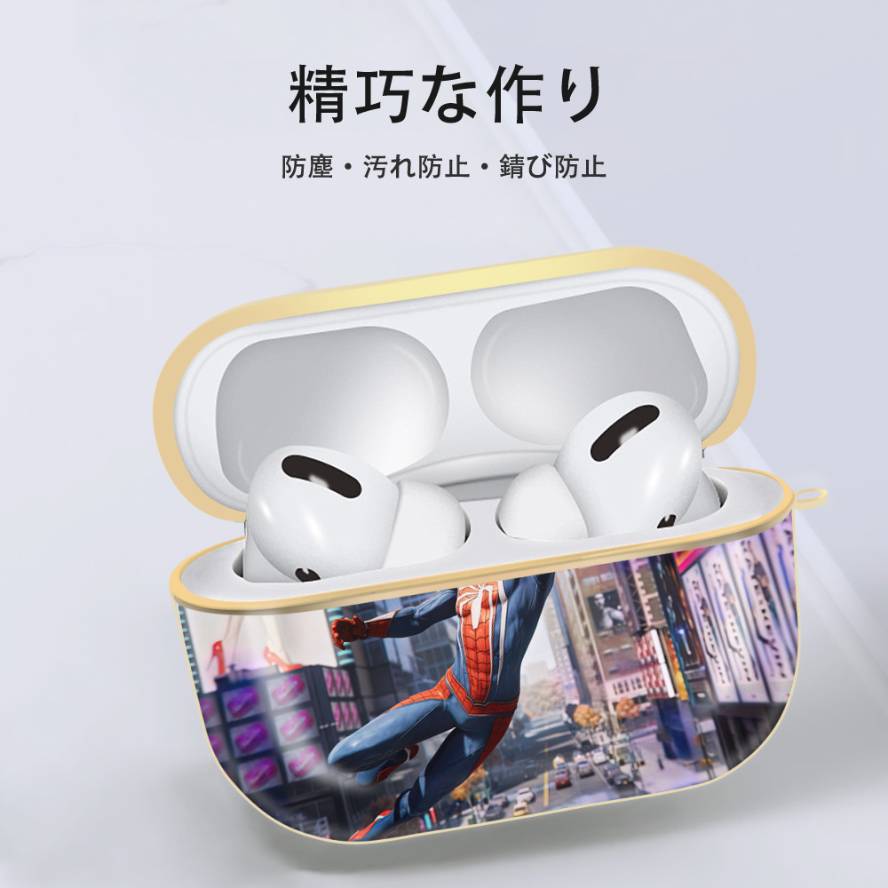 Spider Man スパイダーマン 【AirPods Pro用】ハードシェル保護ケース｜耐衝撃・防指紋・カラビナ付き商品仕様