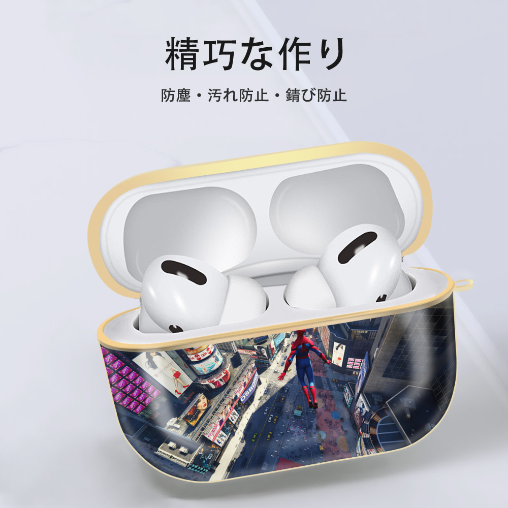 Spider Man スパイダーマン 【AirPods Pro用】ハードシェル保護ケース｜耐衝撃・防指紋・カラビナ付き商品仕様