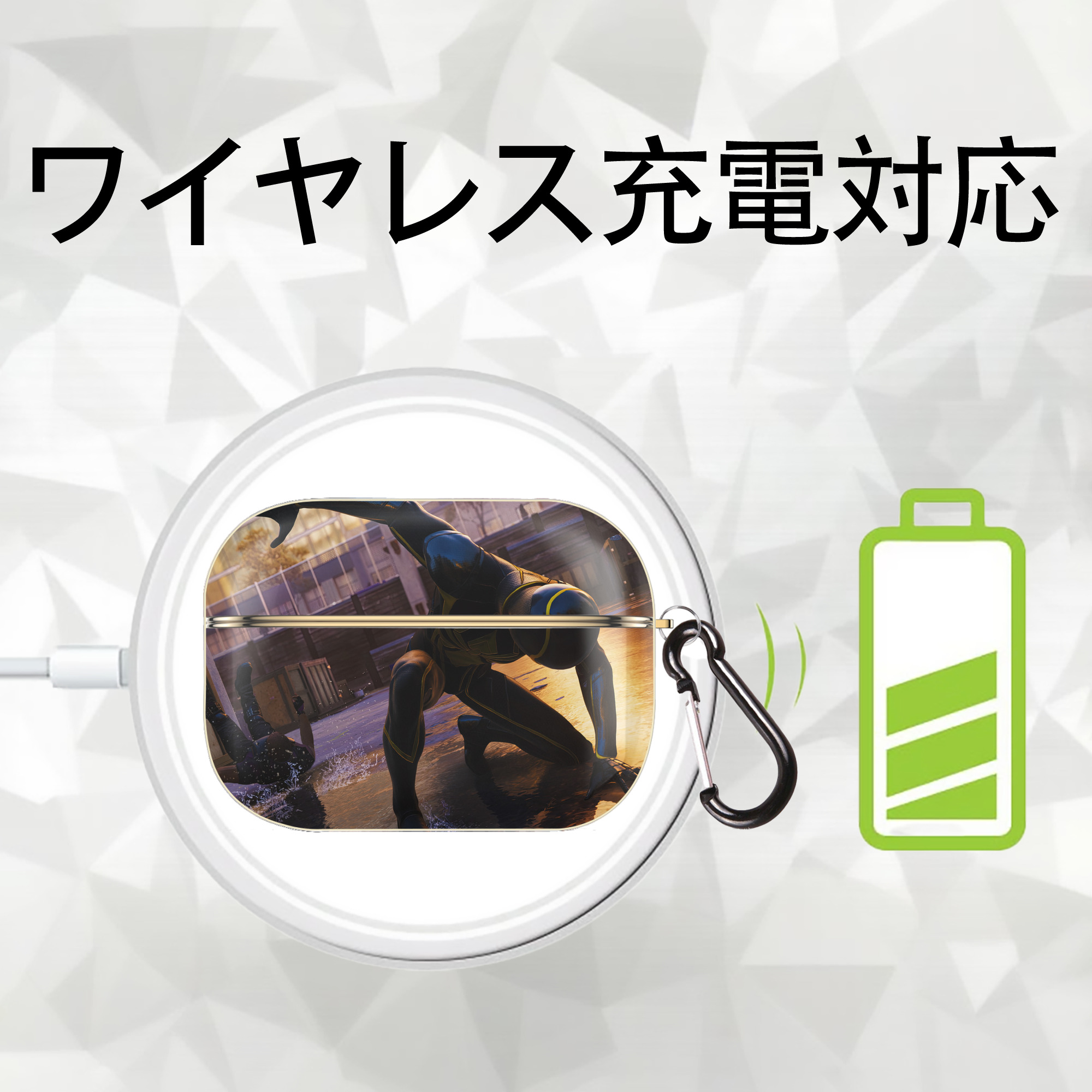 Spider Man スパイダーマン 【AirPods Pro用】ハードシェル保護ケース｜耐衝撃・防指紋・カラビナ付き商品仕様