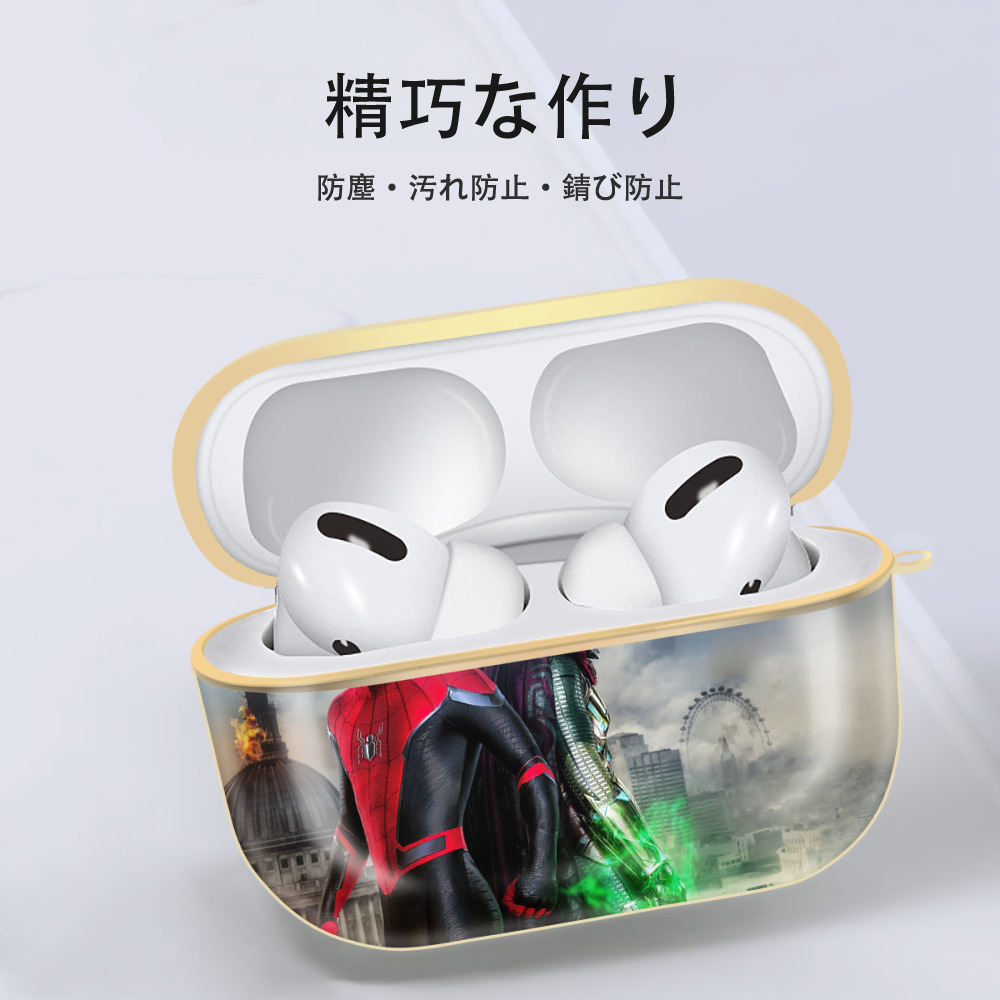 Spider Man スパイダーマン 【AirPods Pro用】ハードシェル保護ケース｜耐衝撃・防指紋・カラビナ付き商品仕様
