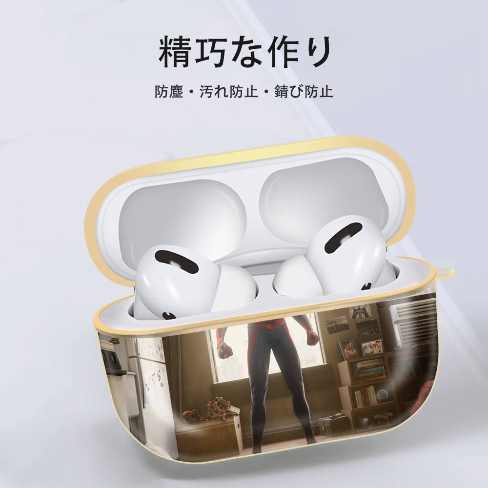 Spider Man スパイダーマン 【AirPods Pro用】ハードシェル保護ケース｜耐衝撃・防指紋・カラビナ付き商品仕様