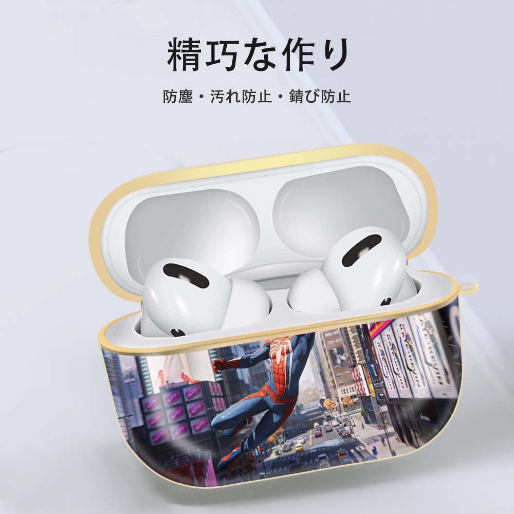 Spider Man スパイダーマン 【AirPods Pro用】ハードシェル保護ケース｜耐衝撃・防指紋・カラビナ付き商品仕様