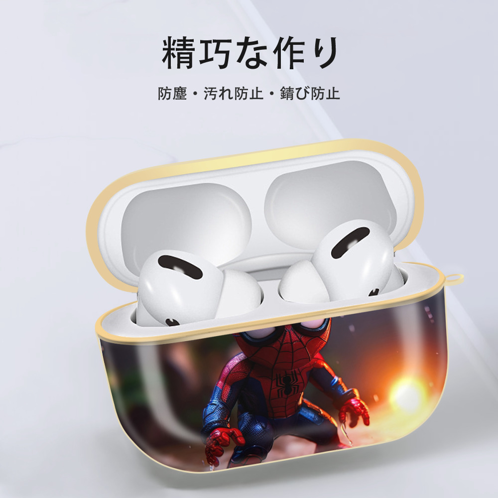 Spider Man スパイダーマン 【AirPods Pro用】ハードシェル保護ケース｜耐衝撃・防指紋・カラビナ付き商品仕様