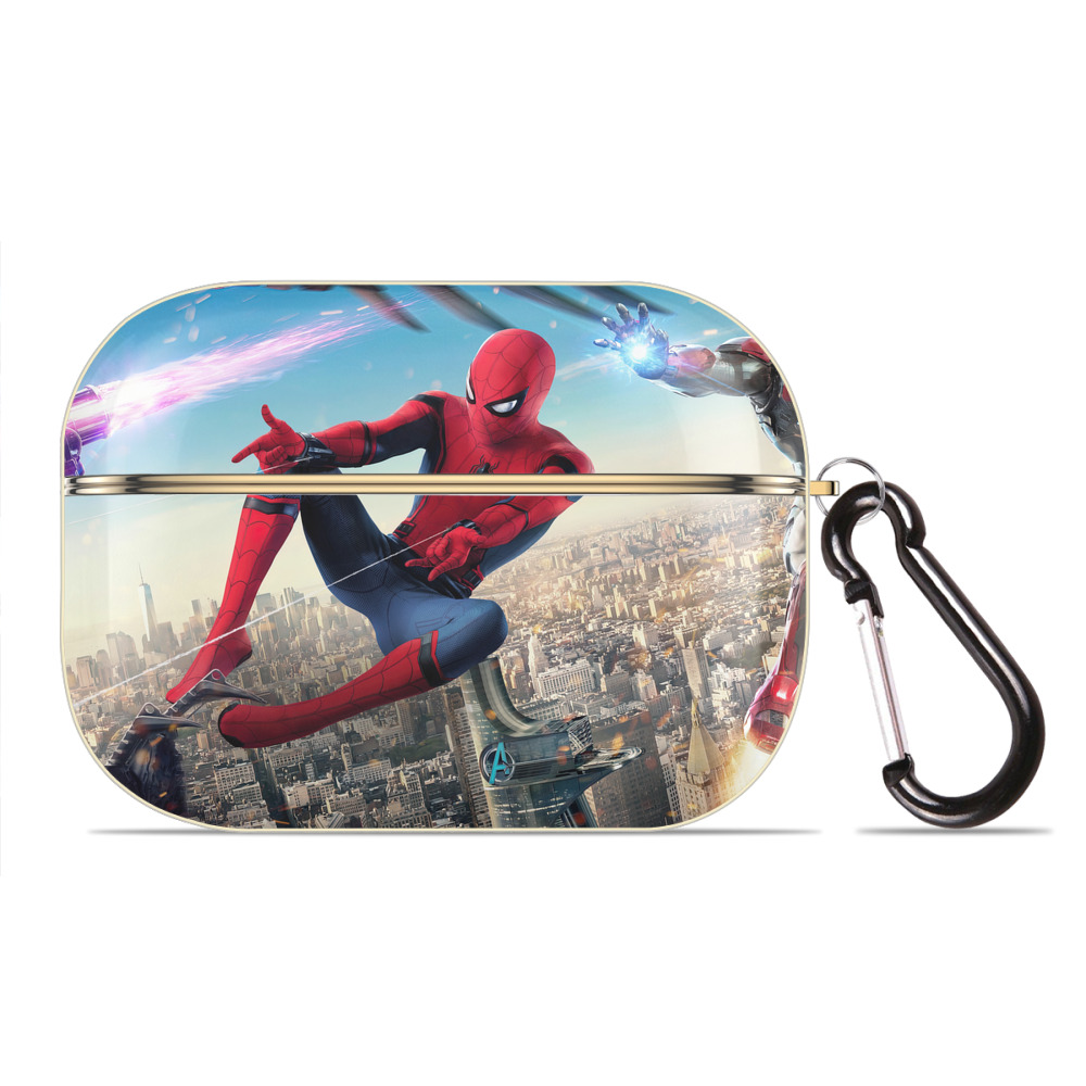 （画像用） Spider Man スパイダーマン 【AirPods Pro用】ハードシェル保護ケース｜耐衝撃・防指紋・カラビナ付き商品仕様