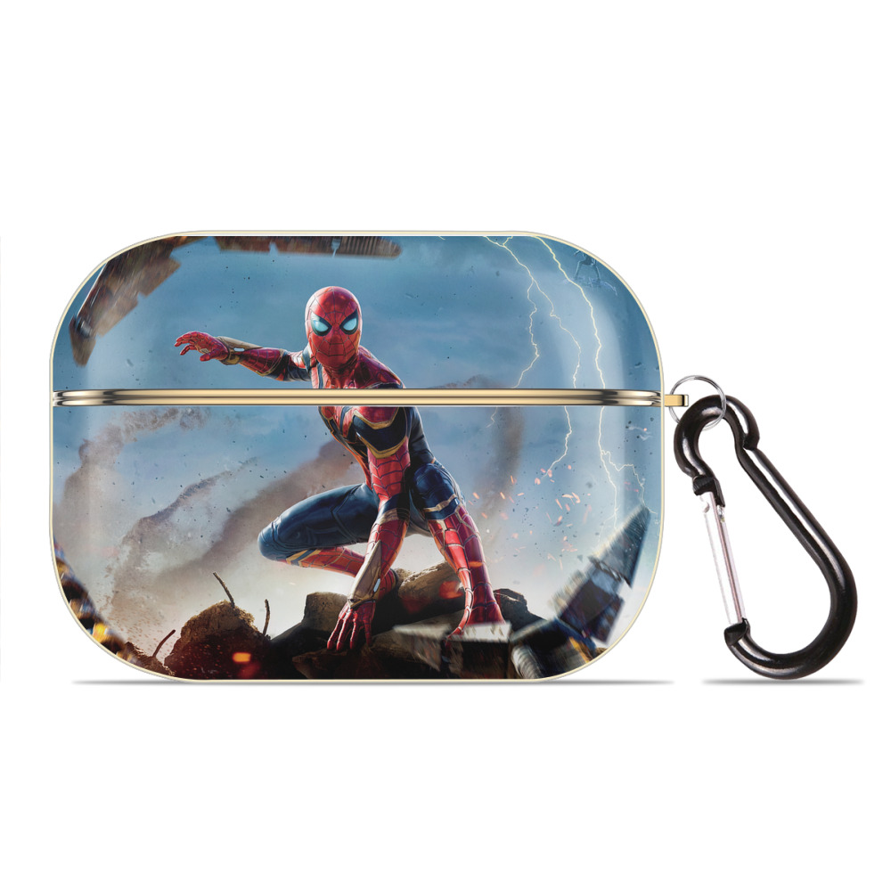 （画像用） Spider Man スパイダーマン 【AirPods Pro用】ハードシェル保護ケース｜耐衝撃・防指紋・カラビナ付き商品仕様