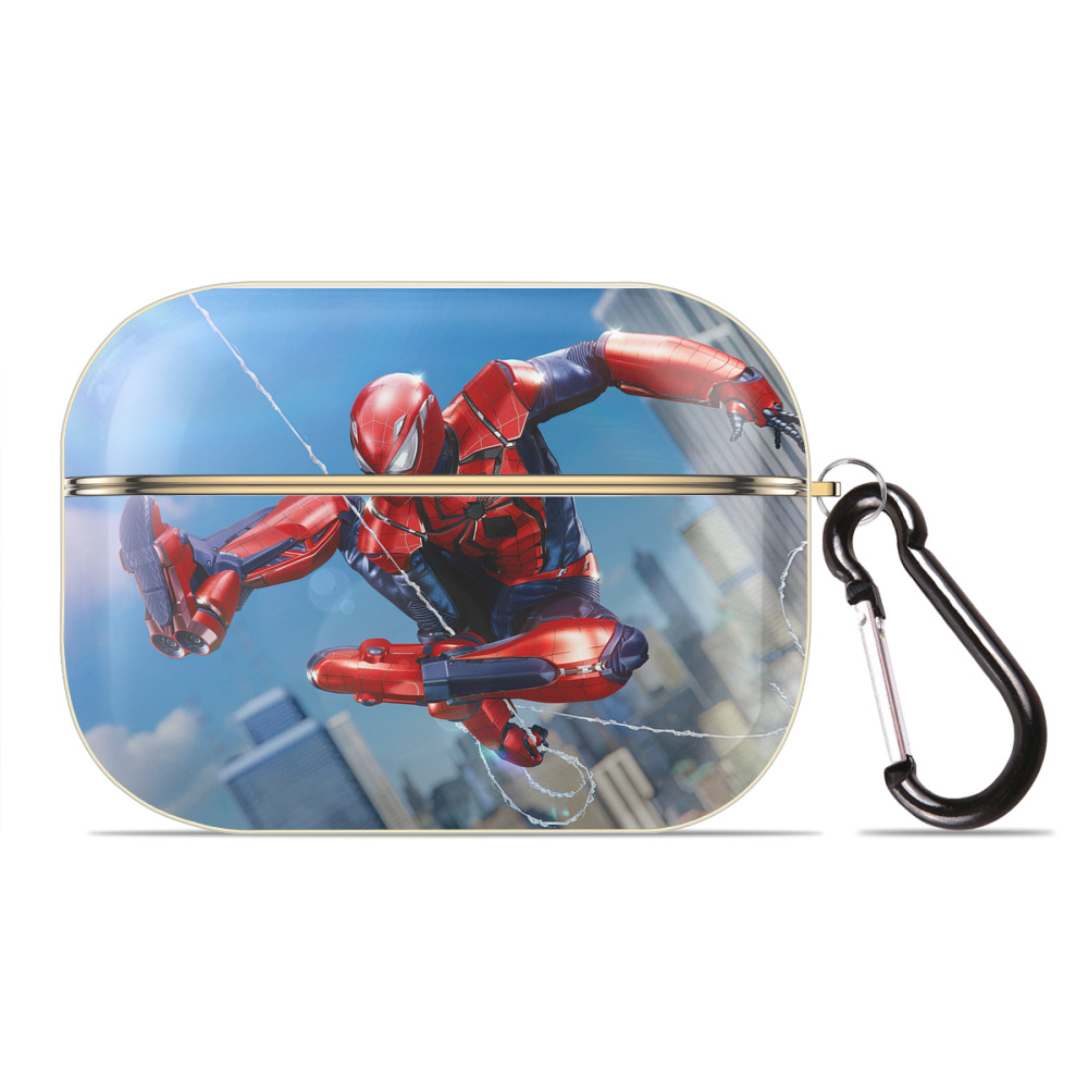 （画像用） Spider Man スパイダーマン 【AirPods Pro用】ハードシェル保護ケース｜耐衝撃・防指紋・カラビナ付き商品仕様