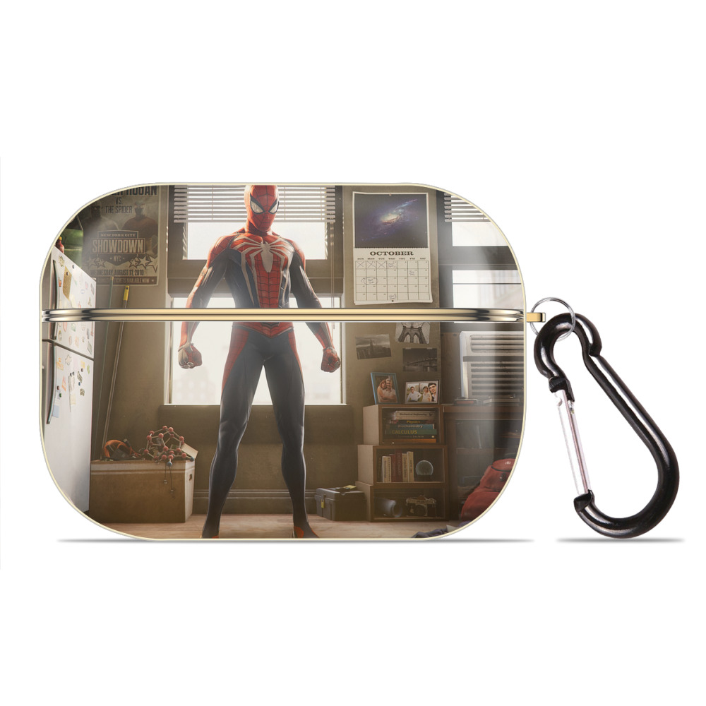 （画像用） Spider Man スパイダーマン 【AirPods Pro用】ハードシェル保護ケース｜耐衝撃・防指紋・カラビナ付き商品仕様