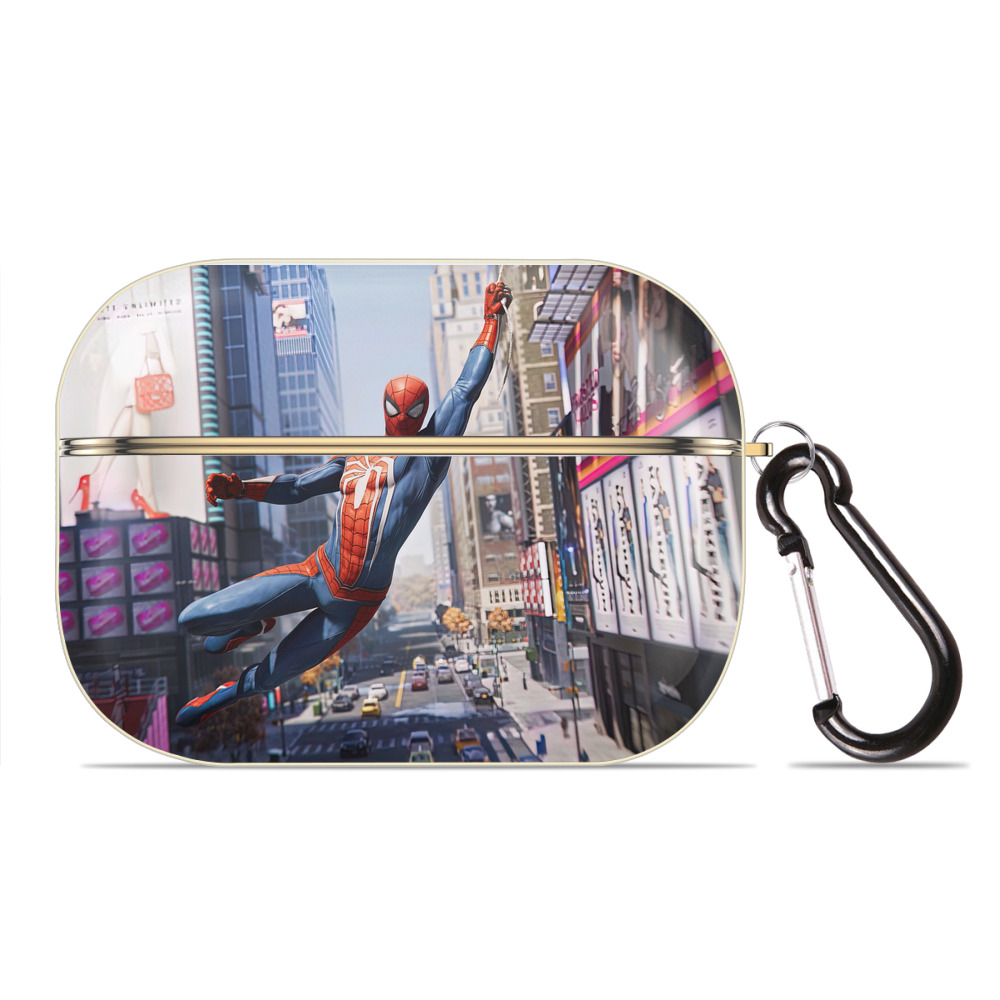 （画像用） Spider Man スパイダーマン 【AirPods Pro用】ハードシェル保護ケース｜耐衝撃・防指紋・カラビナ付き商品仕様