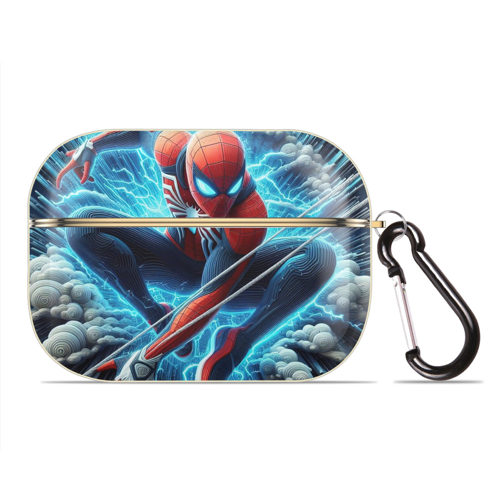 （画像用） Spider Man スパイダーマン 【AirPods Pro用】ハードシェル保護ケース｜耐衝撃・防指紋・カラビナ付き商品仕様