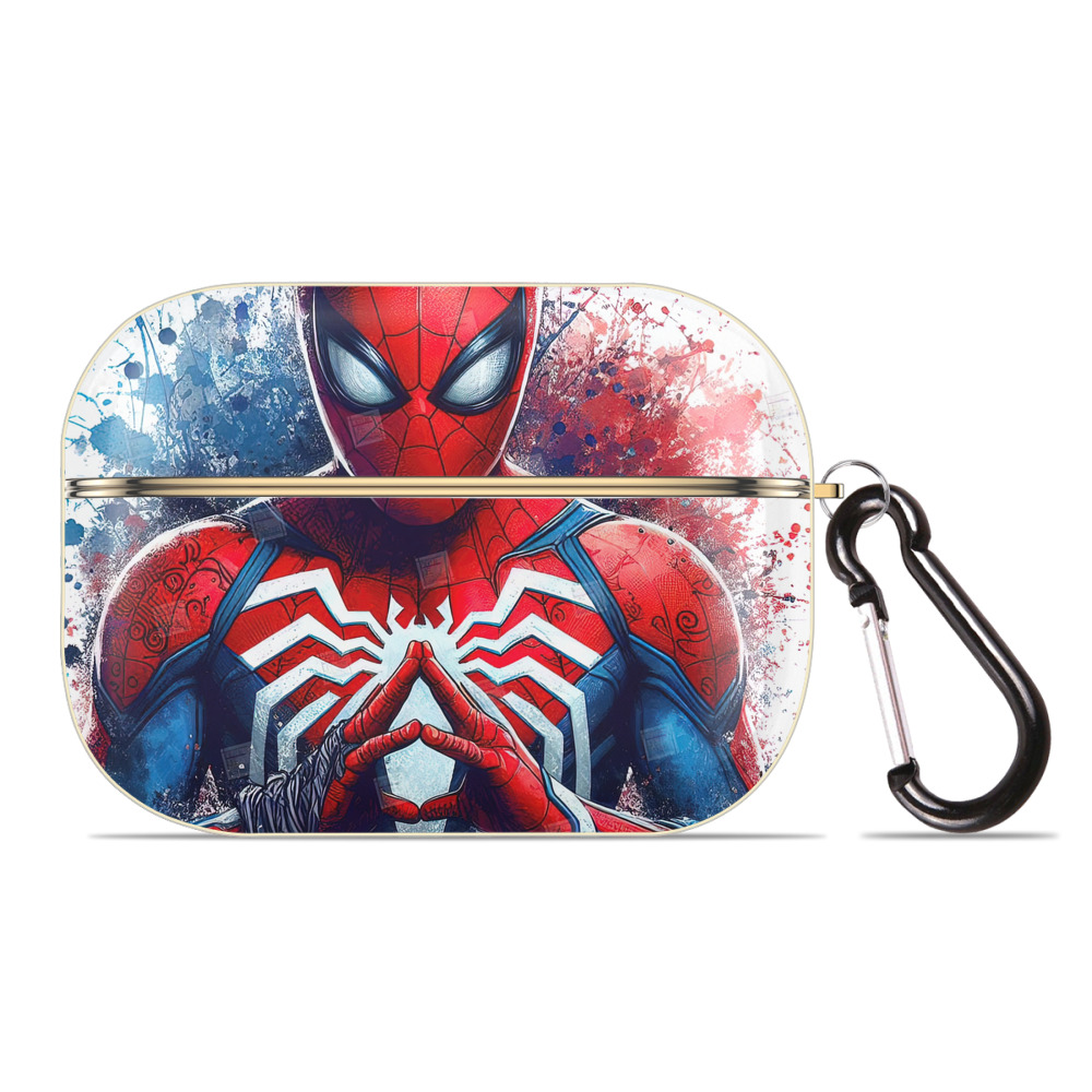 （画像用） Spider Man スパイダーマン 【AirPods Pro用】ハードシェル保護ケース｜耐衝撃・防指紋・カラビナ付き商品仕様