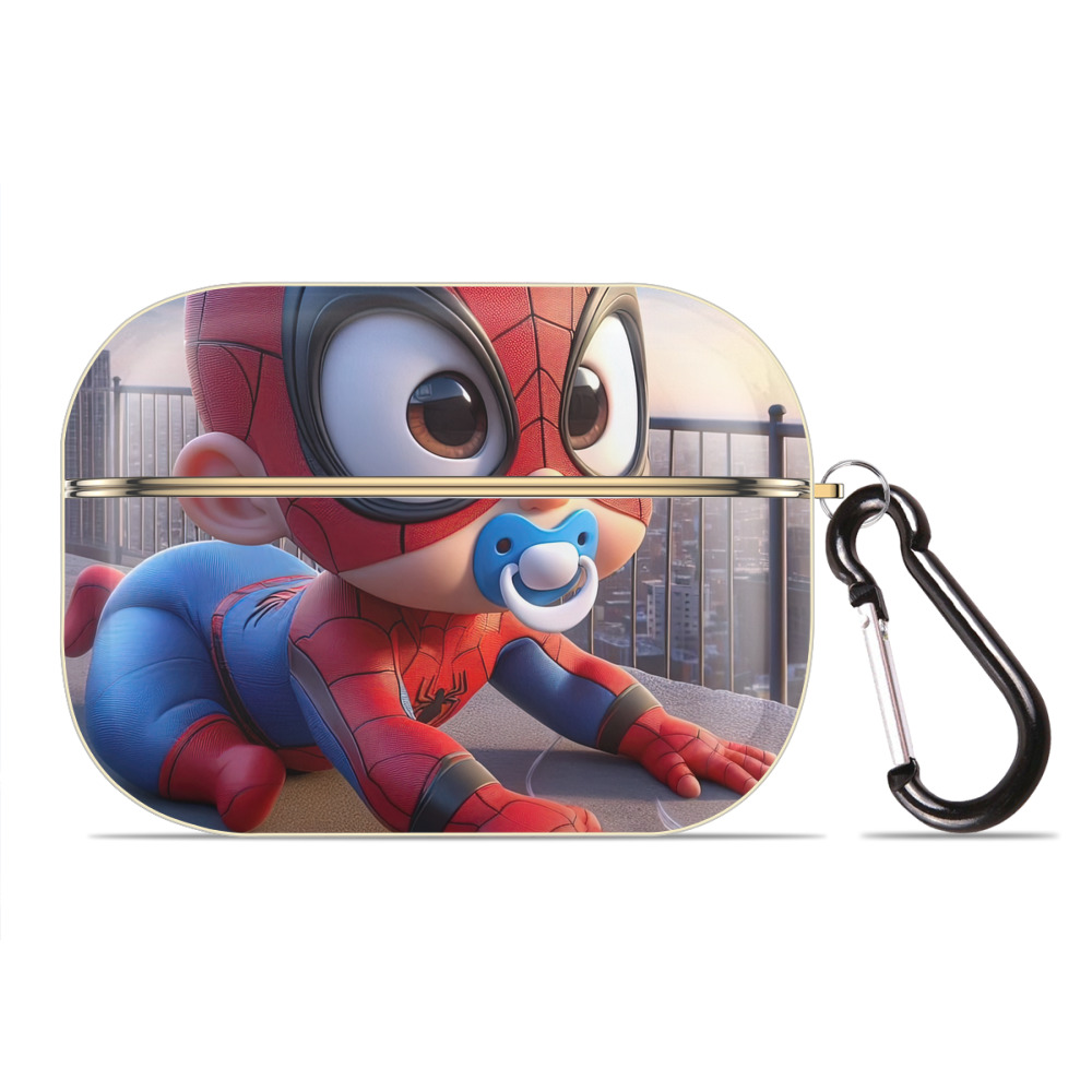 （画像用） Spider Man スパイダーマン 【AirPods Pro用】ハードシェル保護ケース｜耐衝撃・防指紋・カラビナ付き商品仕様