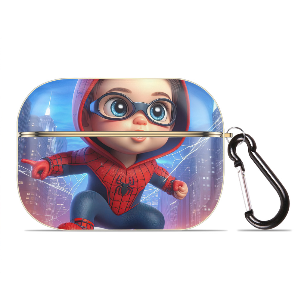 （画像用） Spider Man スパイダーマン 【AirPods Pro用】ハードシェル保護ケース｜耐衝撃・防指紋・カラビナ付き商品仕様