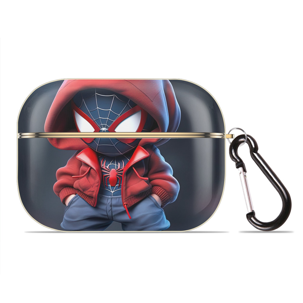 （画像用） Spider Man スパイダーマン 【AirPods Pro用】ハードシェル保護ケース｜耐衝撃・防指紋・カラビナ付き商品仕様