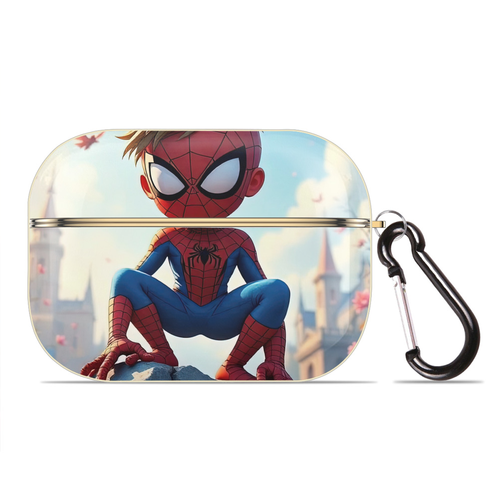 （画像用） Spider Man スパイダーマン 【AirPods Pro用】ハードシェル保護ケース｜耐衝撃・防指紋・カラビナ付き商品仕様