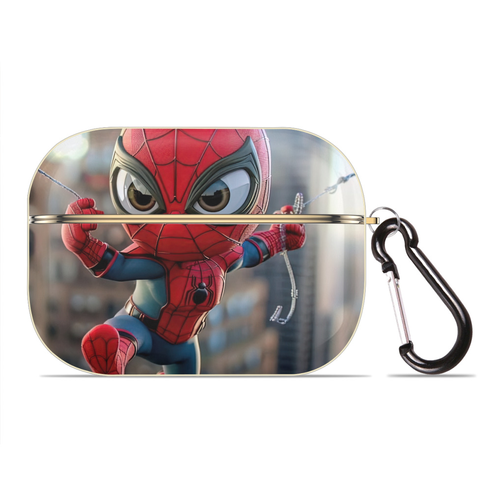 （画像用） Spider Man スパイダーマン 【AirPods Pro用】ハードシェル保護ケース｜耐衝撃・防指紋・カラビナ付き商品仕様