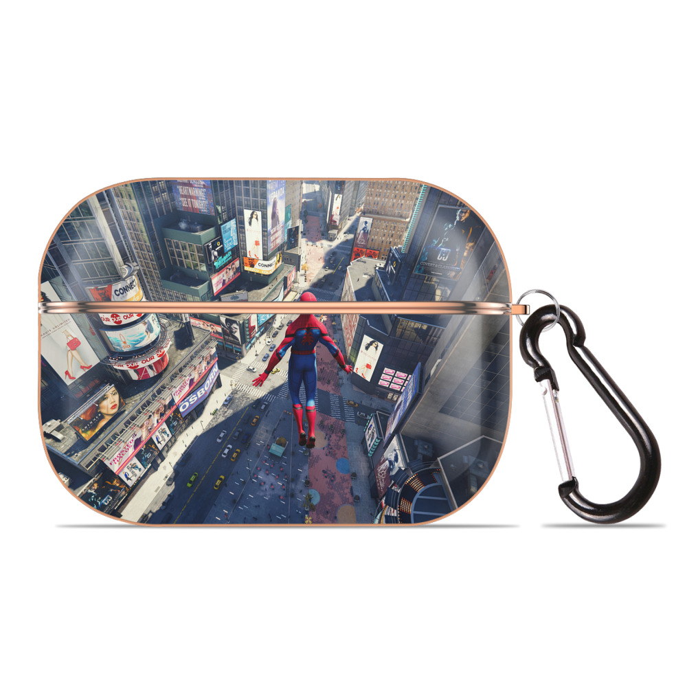 （画像用） Spider Man スパイダーマン 【AirPods Pro用】ハードシェル保護ケース｜耐衝撃・防指紋・カラビナ付き商品仕様