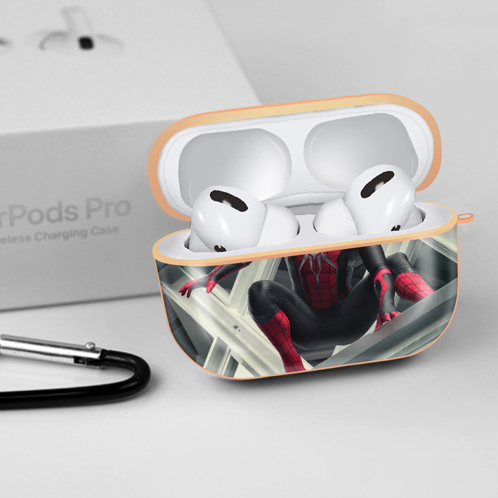 Spider Man スパイダーマン 【AirPods Pro用】ハードシェル保護ケース｜耐衝撃・防指紋・カラビナ付き商品仕様