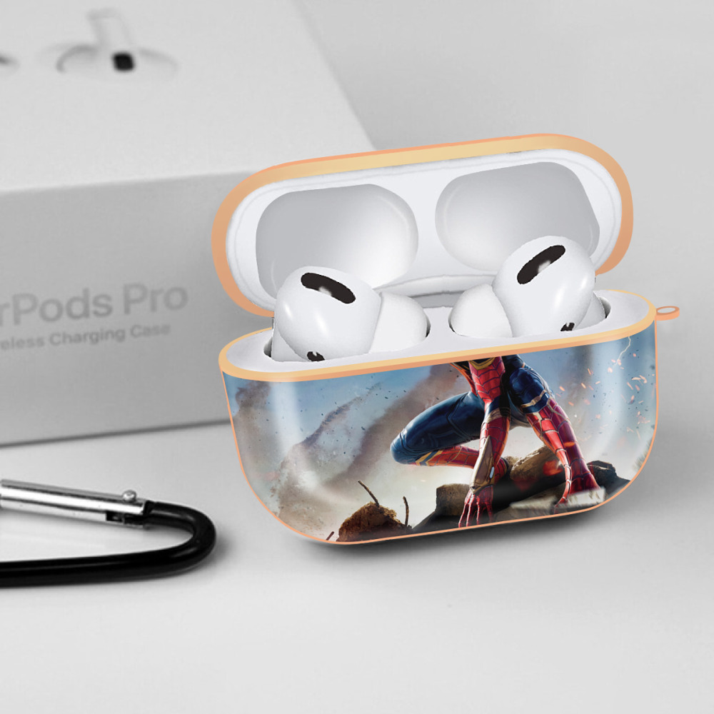 Spider Man スパイダーマン 【AirPods Pro用】ハードシェル保護ケース｜耐衝撃・防指紋・カラビナ付き商品仕様