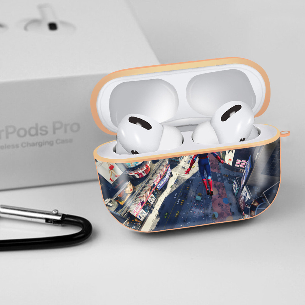 Spider Man スパイダーマン 【AirPods Pro用】ハードシェル保護ケース｜耐衝撃・防指紋・カラビナ付き商品仕様