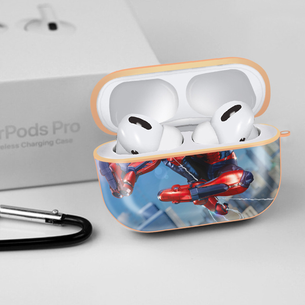 Spider Man スパイダーマン 【AirPods Pro用】ハードシェル保護ケース｜耐衝撃・防指紋・カラビナ付き商品仕様