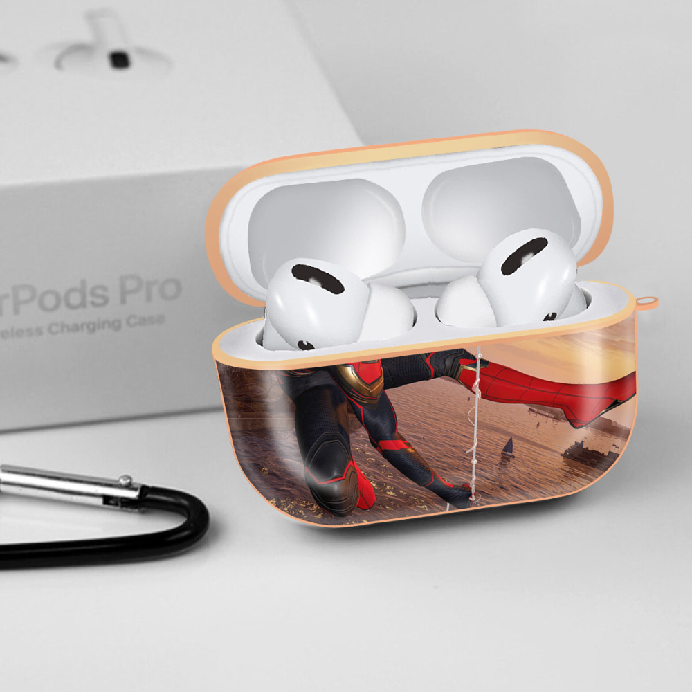 Spider Man スパイダーマン 【AirPods Pro用】ハードシェル保護ケース｜耐衝撃・防指紋・カラビナ付き商品仕様