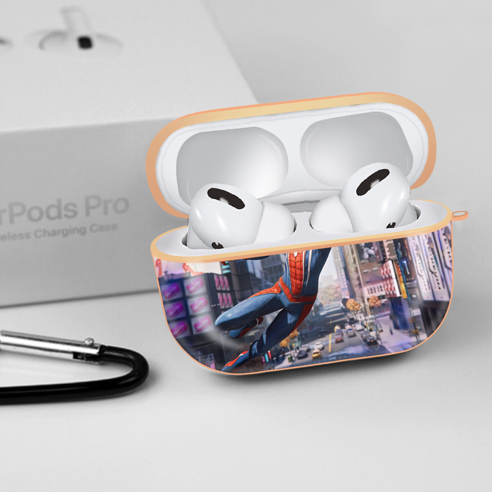 Spider Man スパイダーマン 【AirPods Pro用】ハードシェル保護ケース｜耐衝撃・防指紋・カラビナ付き商品仕様