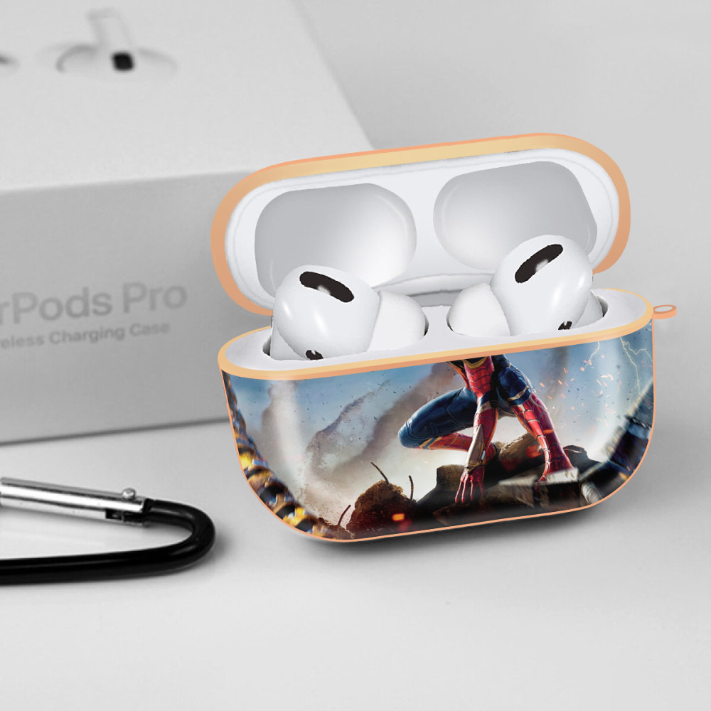 Spider Man スパイダーマン 【AirPods Pro用】ハードシェル保護ケース｜耐衝撃・防指紋・カラビナ付き商品仕様