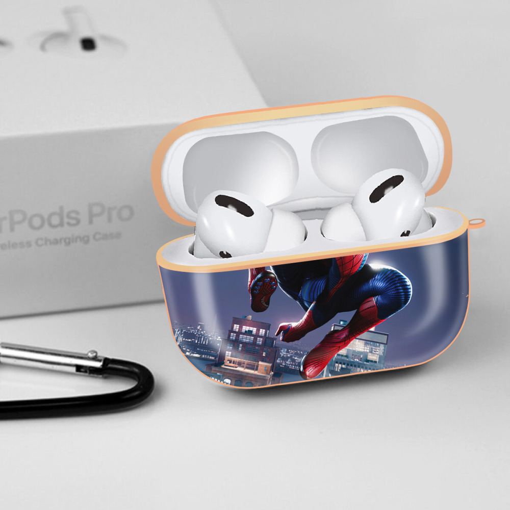Spider Man スパイダーマン 【AirPods Pro用】ハードシェル保護ケース｜耐衝撃・防指紋・カラビナ付き商品仕様