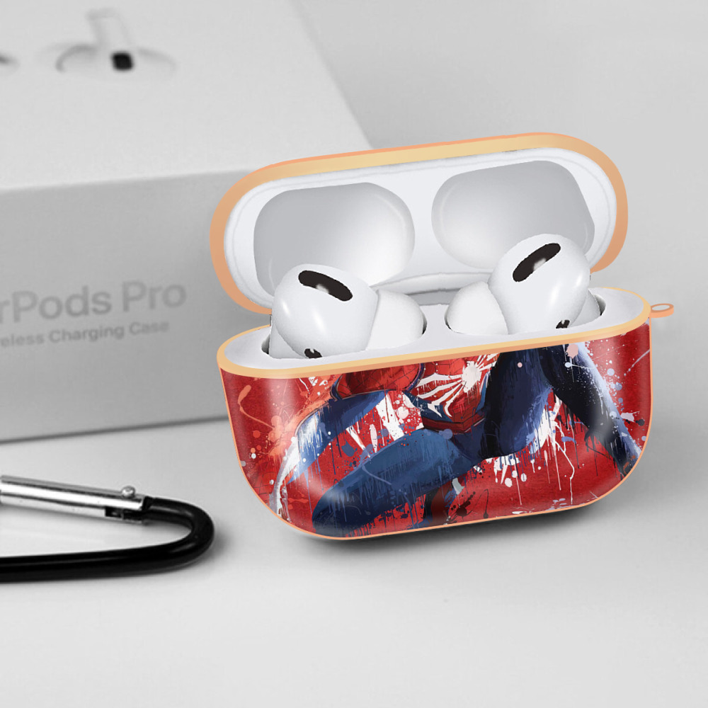 Spider Man スパイダーマン 【AirPods Pro用】ハードシェル保護ケース｜耐衝撃・防指紋・カラビナ付き商品仕様