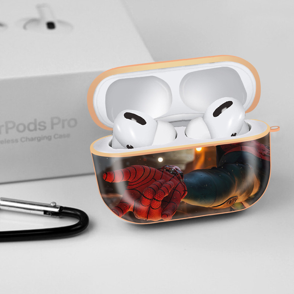 Spider Man スパイダーマン 【AirPods Pro用】ハードシェル保護ケース｜耐衝撃・防指紋・カラビナ付き商品仕様