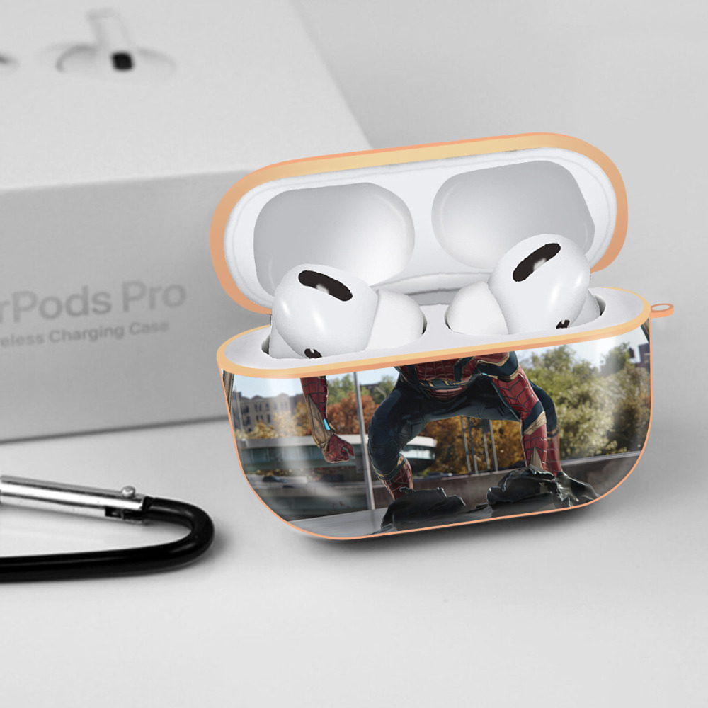 Spider Man スパイダーマン 【AirPods Pro用】ハードシェル保護ケース｜耐衝撃・防指紋・カラビナ付き商品仕様