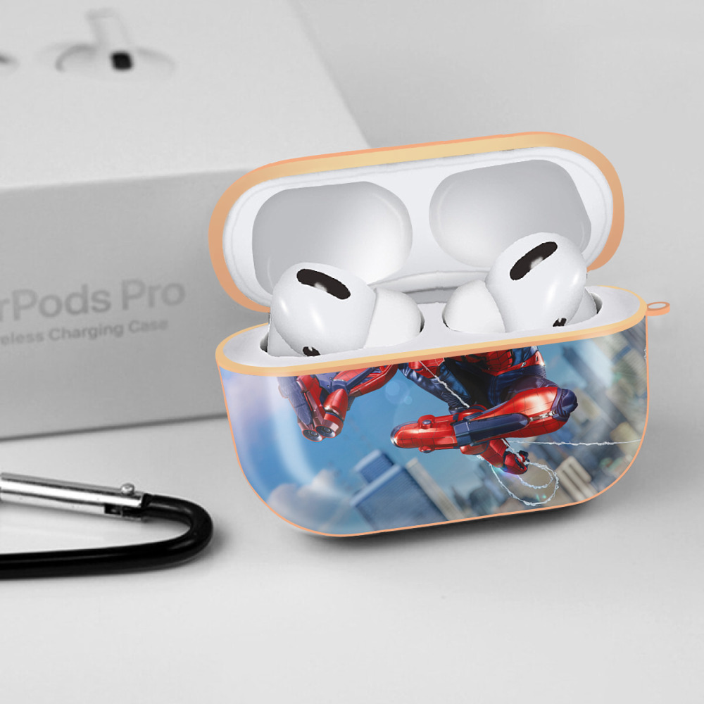 Spider Man スパイダーマン 【AirPods Pro用】ハードシェル保護ケース｜耐衝撃・防指紋・カラビナ付き商品仕様
