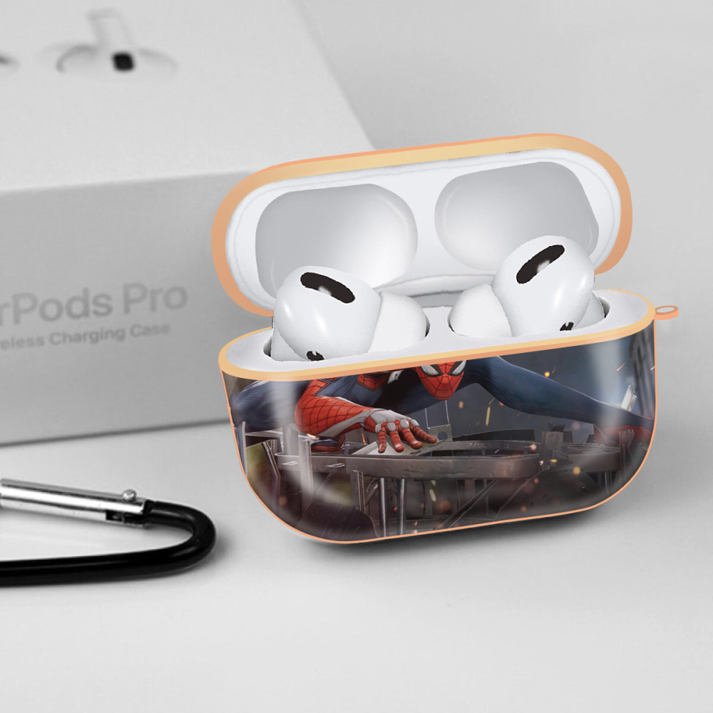 Spider Man スパイダーマン 【AirPods Pro用】ハードシェル保護ケース｜耐衝撃・防指紋・カラビナ付き商品仕様