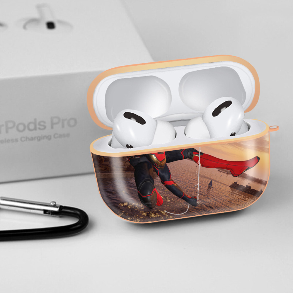 Spider Man スパイダーマン 【AirPods Pro用】ハードシェル保護ケース｜耐衝撃・防指紋・カラビナ付き商品仕様