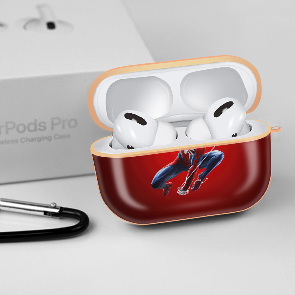 Spider Man スパイダーマン 【AirPods Pro用】ハードシェル保護ケース｜耐衝撃・防指紋・カラビナ付き商品仕様