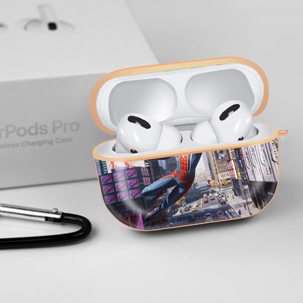 Spider Man スパイダーマン 【AirPods Pro用】ハードシェル保護ケース｜耐衝撃・防指紋・カラビナ付き商品仕様