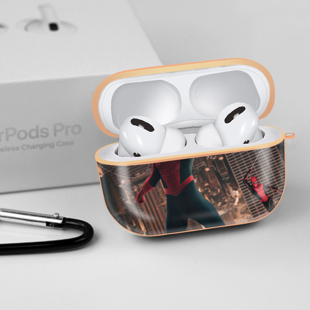 Spider Man スパイダーマン 【AirPods Pro用】ハードシェル保護ケース｜耐衝撃・防指紋・カラビナ付き商品仕様