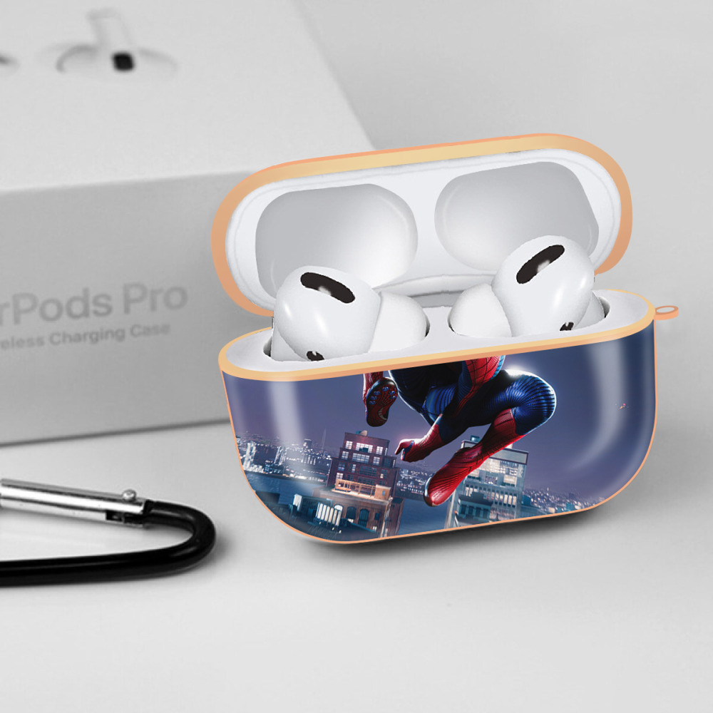 Spider Man スパイダーマン 【AirPods Pro用】ハードシェル保護ケース｜耐衝撃・防指紋・カラビナ付き商品仕様