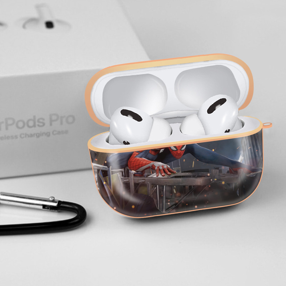 Spider Man スパイダーマン 【AirPods Pro用】ハードシェル保護ケース｜耐衝撃・防指紋・カラビナ付き商品仕様