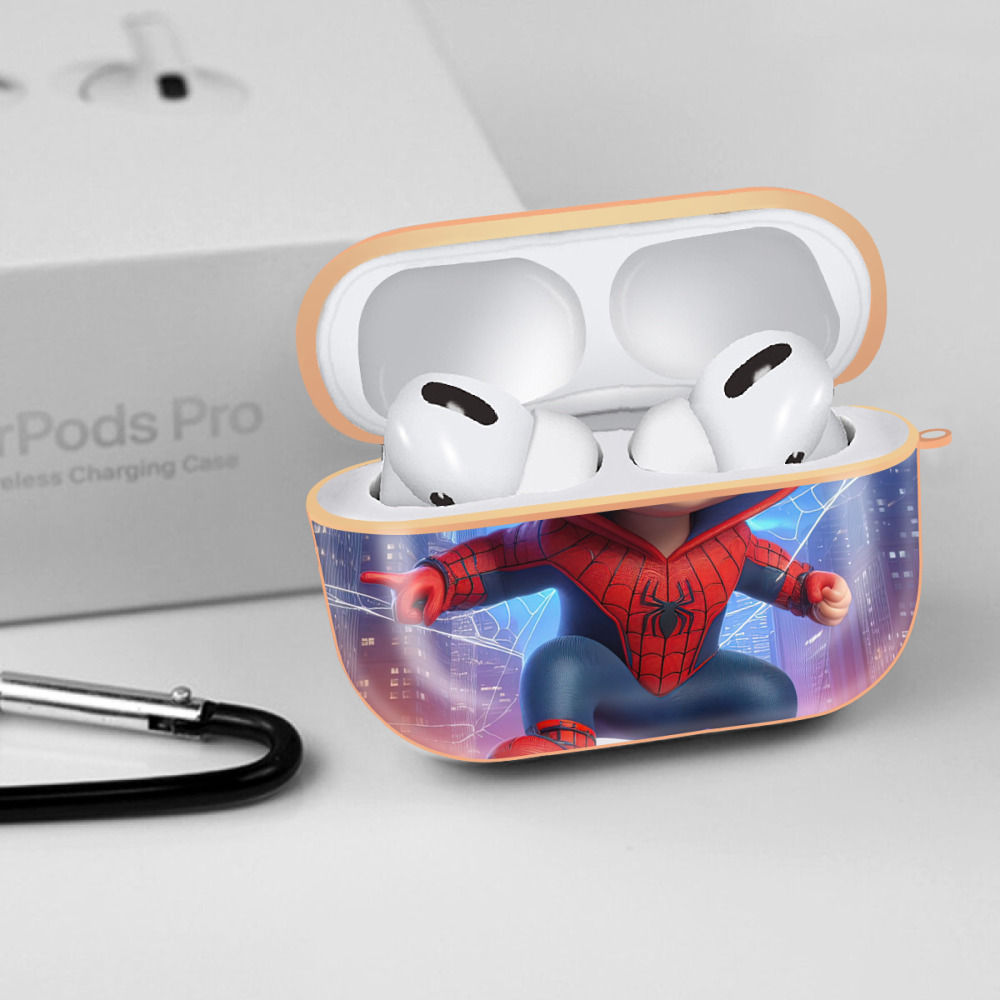 Spider Man スパイダーマン 【AirPods Pro用】ハードシェル保護ケース｜耐衝撃・防指紋・カラビナ付き商品仕様