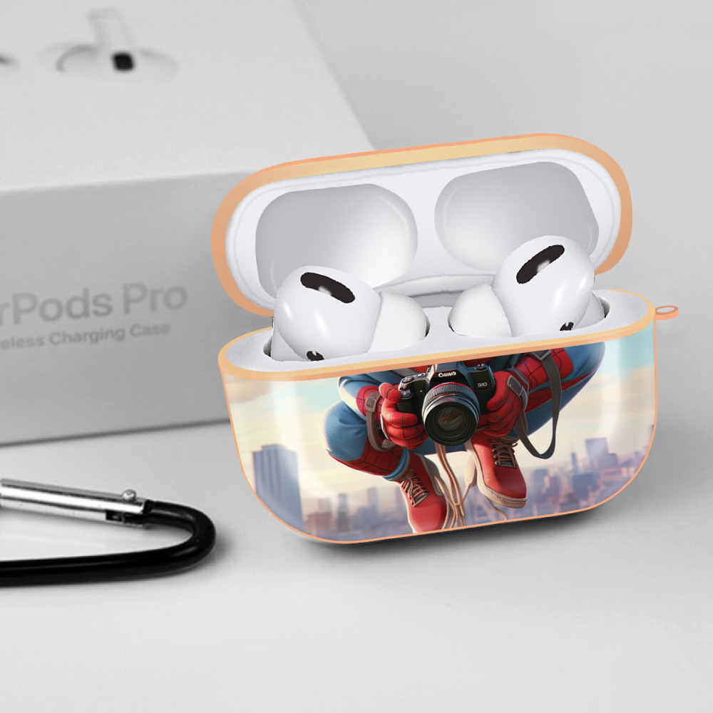 Spider Man スパイダーマン 【AirPods Pro用】ハードシェル保護ケース｜耐衝撃・防指紋・カラビナ付き商品仕様