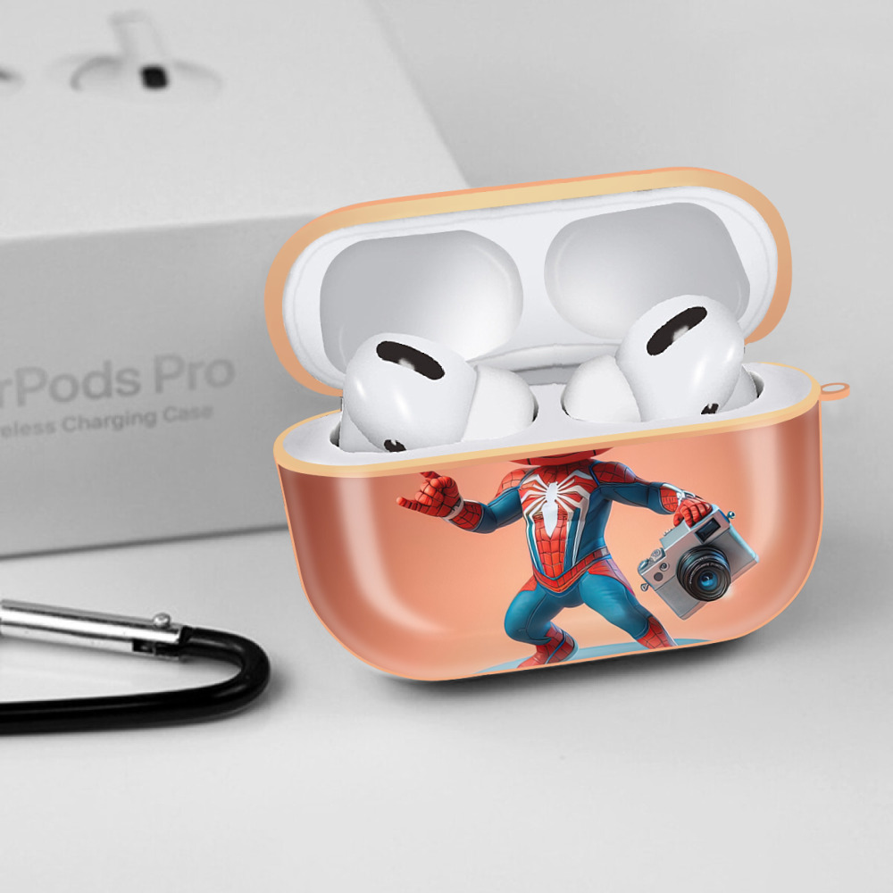Spider Man スパイダーマン 【AirPods Pro用】ハードシェル保護ケース｜耐衝撃・防指紋・カラビナ付き商品仕様