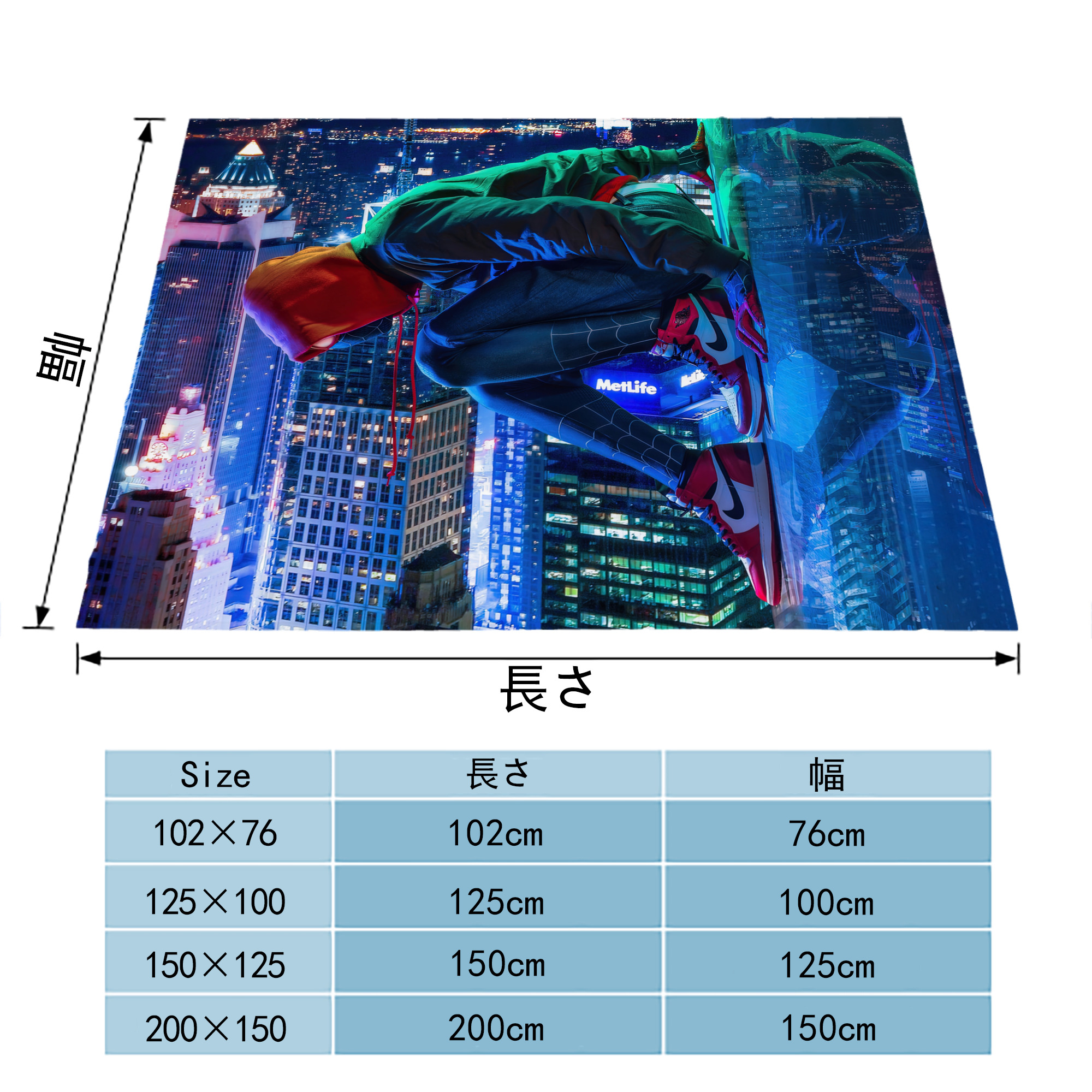 Spider Man スパイダーマン フランネルブランケット・多サイズ対応（横型）